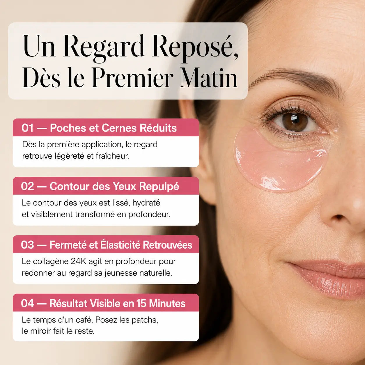 Patchs Yeux Liftants au Collagène & Peptides de Caféine.