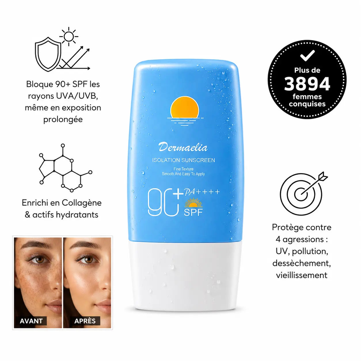 Écran Solaire SPF 90+ au Collagène