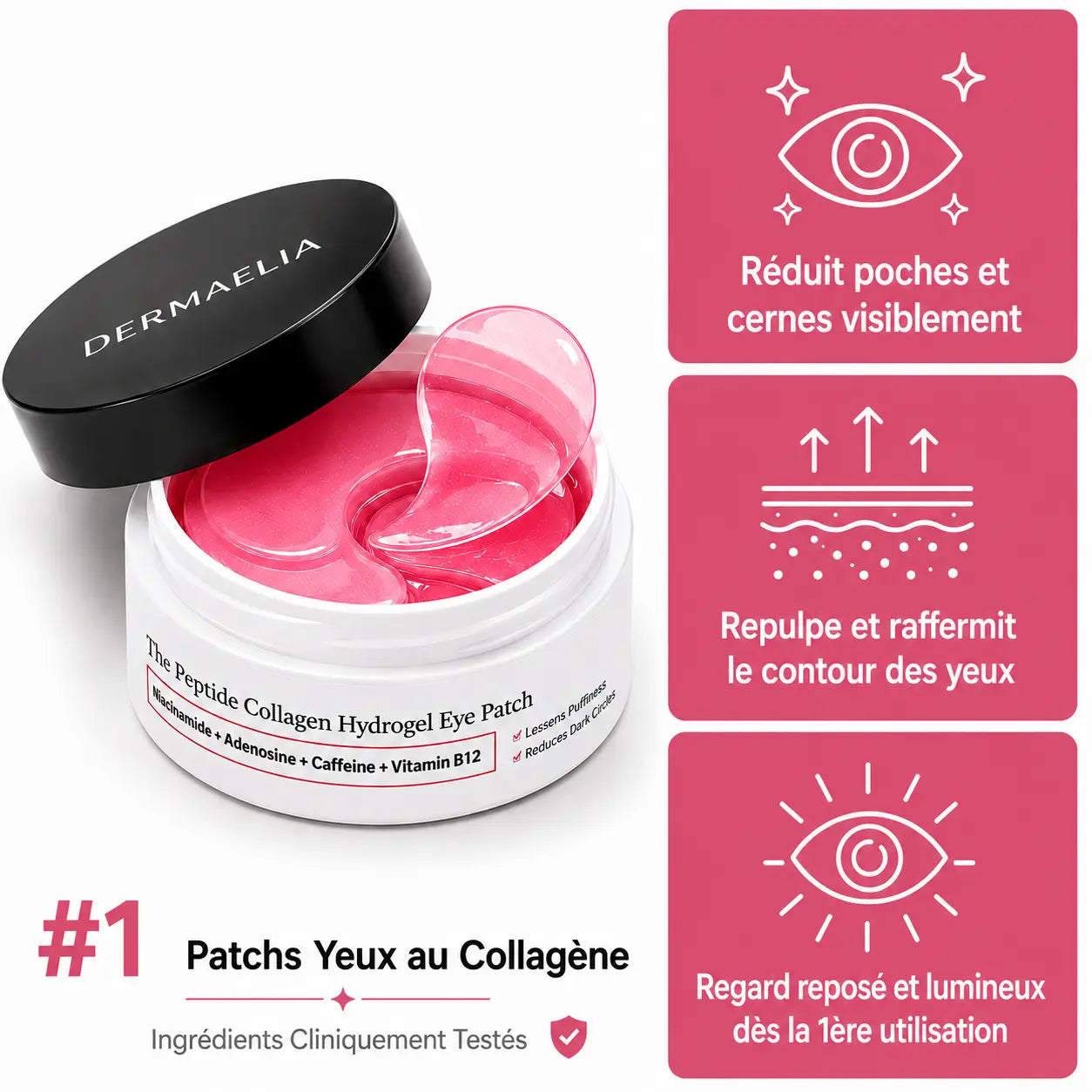 Patchs Yeux Liftants au Collagène & Peptides de Caféine.